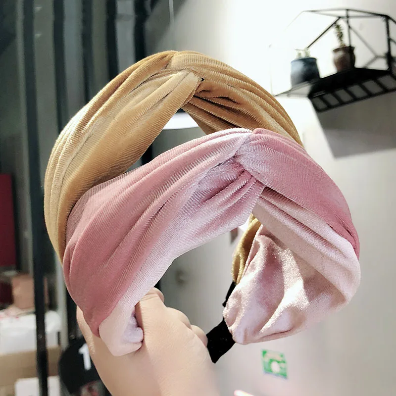 

2019 Spring New Arrival Fashion Velvet Knot Design Hairband headbands Female Wide hairband For Women Girls Hair Accessories