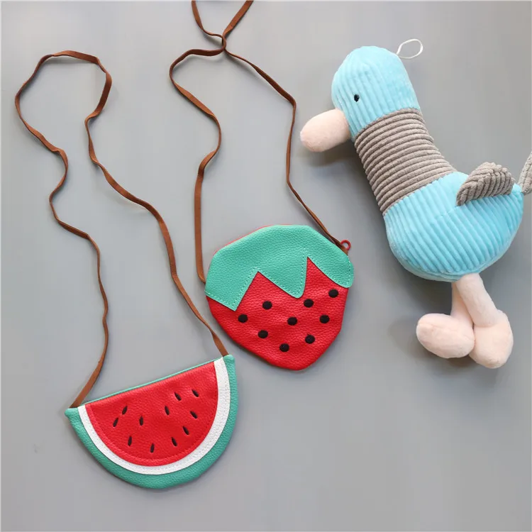 

Kids Mini Coin Purse Handbag Leather Fruit Kawaii Baby Girls Small Zero Wallet Messenger Bag Boys Money Change Purses 6PCS