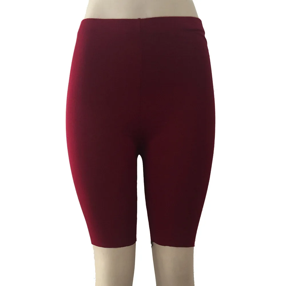 Женские леггинсы для фитнеса, одноцветные, высокая эластичность, штаны для занятий спортом, велоспорта, шорты до колен, леггинсы для тренировок, женская одежда