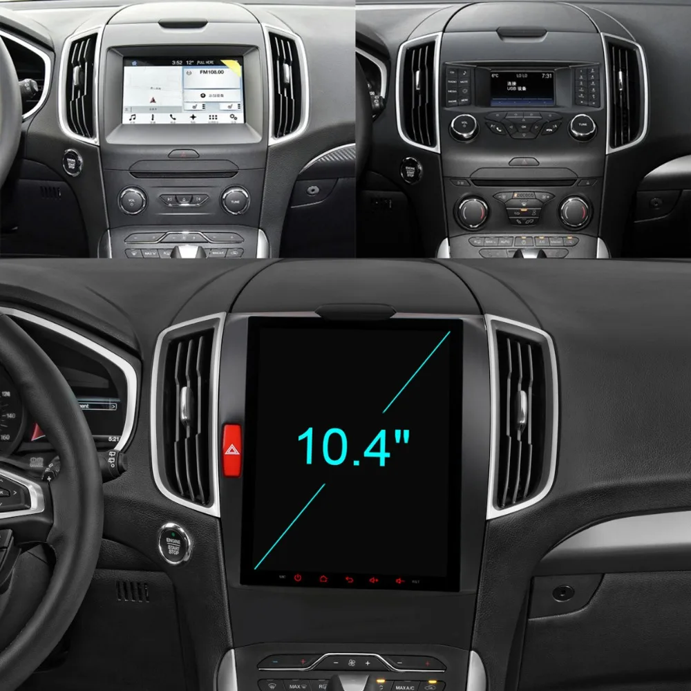 Best C600 Vertical 10.4" 9.7" IPS 2.5D Octa 8 Core Android 6.0 Car DVD GPS Radio Player for Ford Edge 2015 2016 2017 2G RAM+32G ROM 3