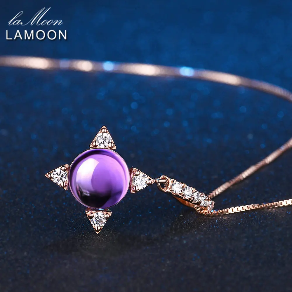 LAMOON 2.2ct натуральный аметист Изысканные Ювелирные наборы для женщин звезда крест