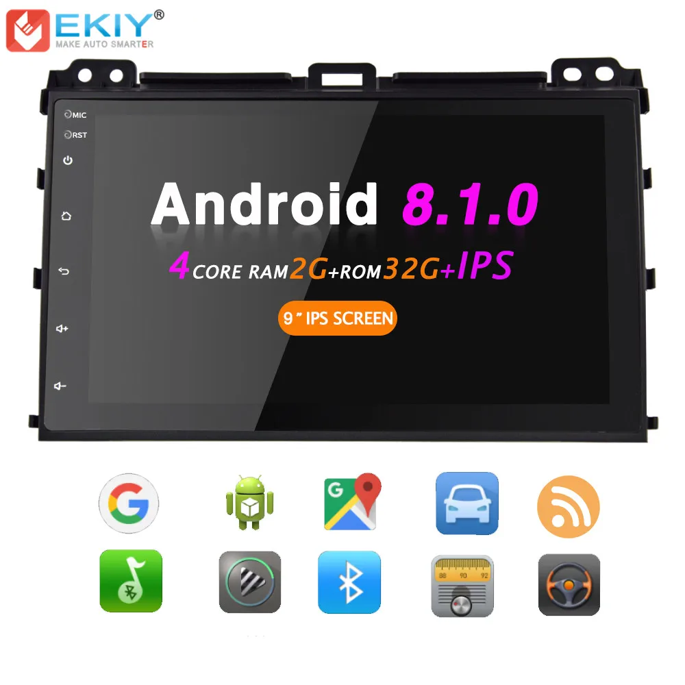 

EKIY 9'' IPS 2 Din Android 8.1 Quad Core Car Multimedia Player For Toyota Prado 120 Land Cruiser GPS Navigation Stereo Autoradio