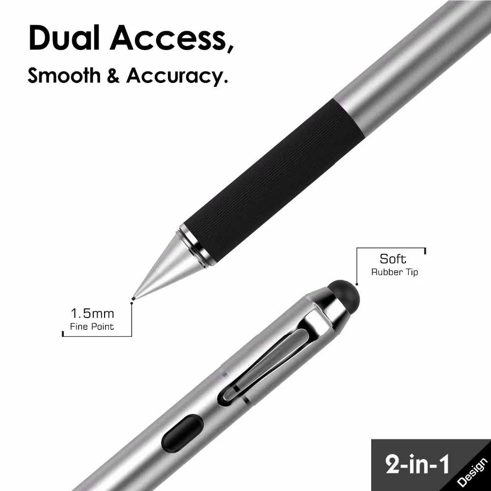 Моко активный стилус-ручка 2-в-1 высокой чувствительностью и высокая точность точки 1,5 мм емкостный стилус, при этом мягкий резиновый наконечник для Сенсорный экран