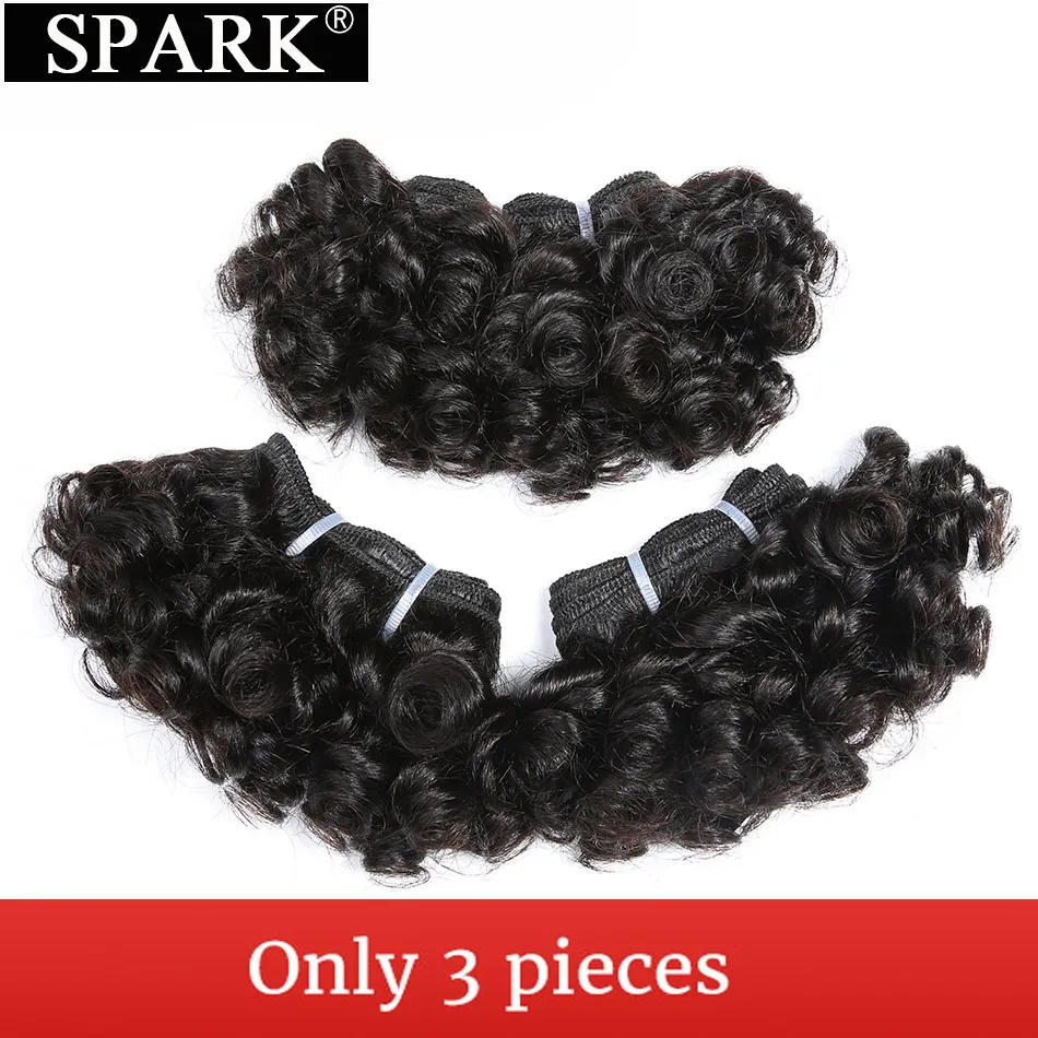 

Spark Brazilian Bouncy Curly Hair 6inch Short Length 3pcs Human Hair Bundles Remy Hair Weave Extensions 6Pieces Can Make One Wig