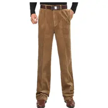 Idopy мужские зимние вельветовые брюки с высокой талией размера плюс 46 плотные флисовые теплые брюки Бархатные деловые свободные брюки джинсы