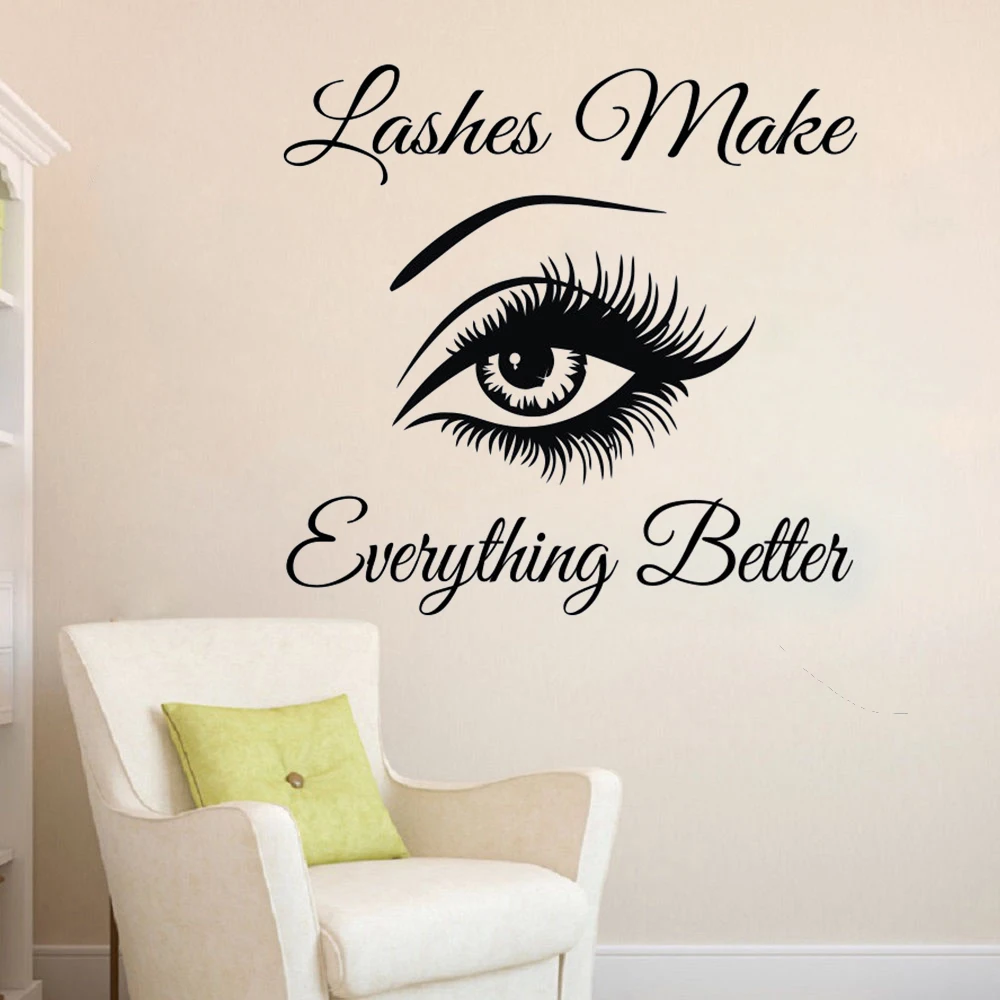 Eyelash Wall Sticker Eyebrows Eyelashes Wall Vinyl Wall Decor Beauty