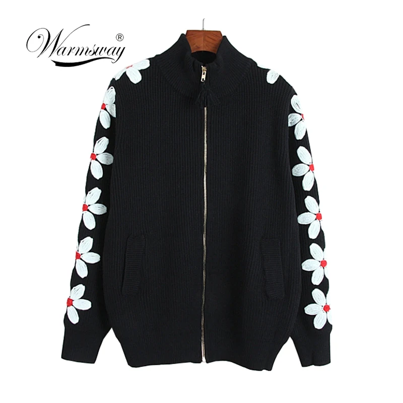 

2019 New Spring Autumn Women Lady Daisy Floral Embroidery Zipper Jackets Fashion Bomber Jacket Coat Casual for Girls C-387