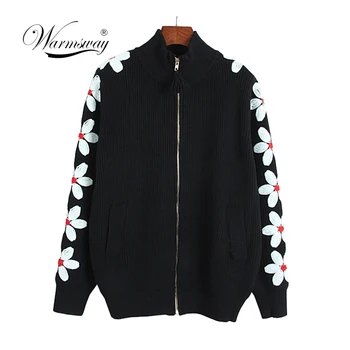 

2020 New Spring Autumn Women Lady Daisy Floral Embroidery Zipper Jackets Fashion Bomber Jacket Coat Casual for Girls C-387