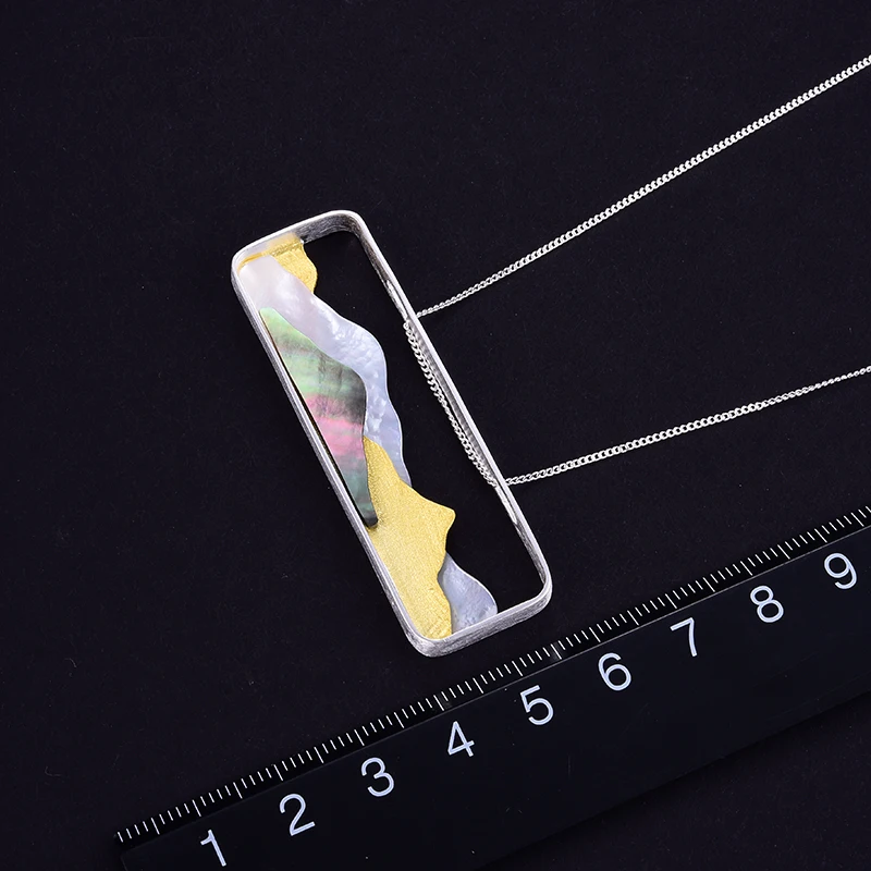 925 Sterling Silver Natural Sea Shell Handmade Fine Jewelry Multipeaked Mountain Design Pendant pendant necklace silver necklace silver pendant