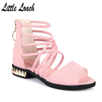 

Girls Gladiator Sandals Genuine Leather Fashion Shoes Kids Princess Flat Sandals Dress Dance Shoes High Quality Footwear #26-37