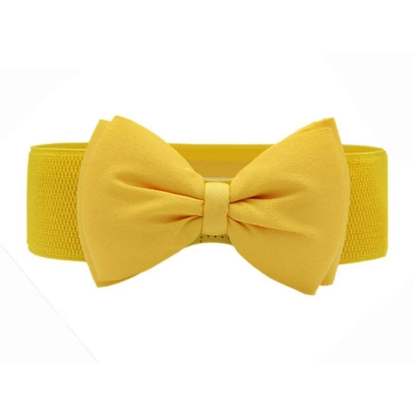 

Hot marking Fashion Women Bowknot Elastic Wide Stretch Buckle Waistband Waist Belt Ap11 Drop Shipping