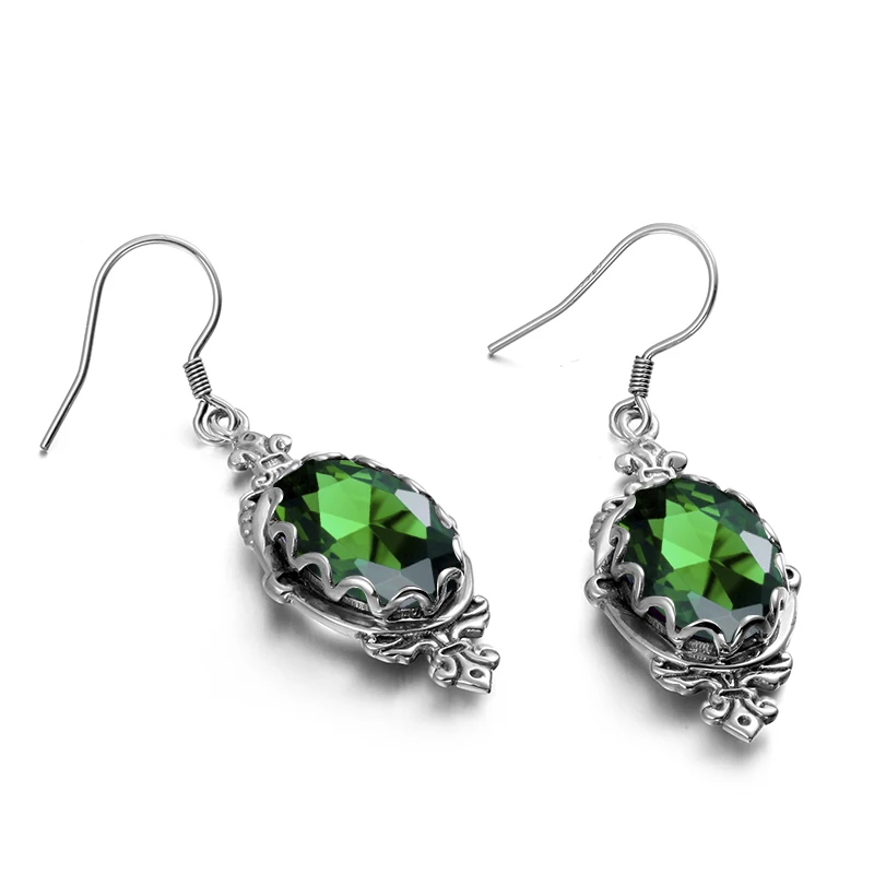 Женские серьги из серебра 925 пробы с зеленым изумрудом|earrings fashion|earrings forearrings for women |