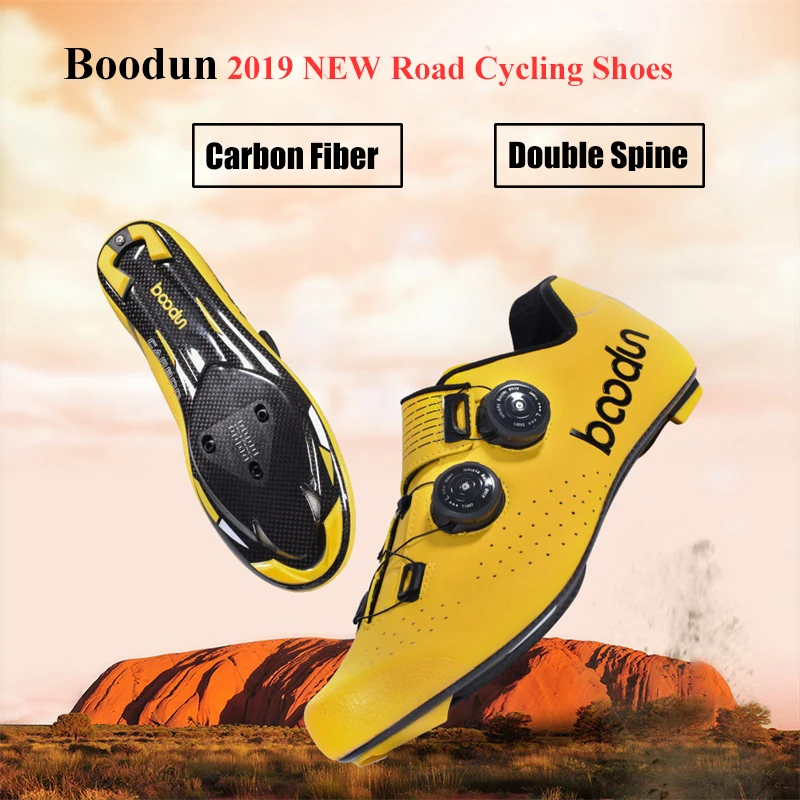 Boodun Pro ciclismo zapatos hombres bicicleta de carretera carreras doble hebilla de columna autobloqueo luz transpirable triatlón zapatillas