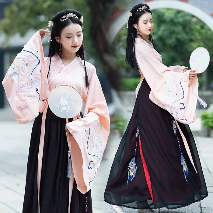 Женский танцевальный костюм Hanfu, наряд для женщин, костюм династии Цин, китайский костюм, восточное платье, традиционная китайская одежда DL3755 - Цвет: 2 pieces set