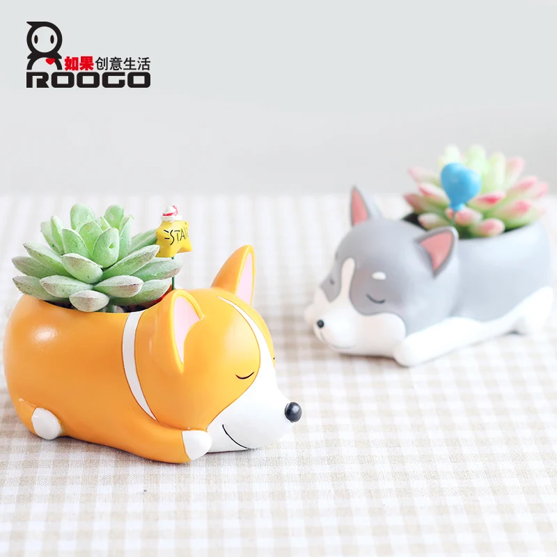 

Roogo Flower Pot Mini Succulent Pot Pet dog Annimal Plant Pot Garden Cute Cactus Pots Home Living Room Balcony Decorations