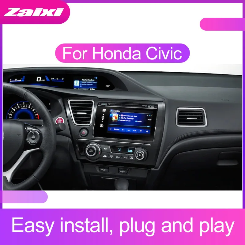ZaiXi 2 DIN Android Сенсорный экран для Honda Civic 2012~ автомобильный мультимедийный плеер Bluetooth gps WiFi навигатор fm-радиоприемник