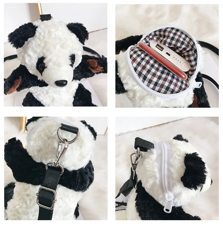 #*Cheap Hot Panda Model Backpack tide Cute coin purse Bag knapsack Toys Plush Panda Doll Gift For Children girl