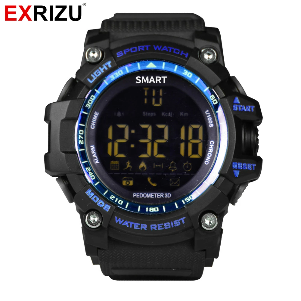 imágenes para EXRIZU EX16 Deporte Bluetooth Smartwatch Podómetro Inteligente Reloj 5ATM Xwatch IP67 A Prueba de agua Reloj Cronómetro de LARGO TIEMPO de ESPERA imágenes para EXRIZU EX16 Deporte Bluetooth Smartwatch Podómetro Inteligente Reloj 5ATM Xwatch IP67 A Prueba de agua Reloj Cronómetro de LARGO TIEMPO de ESPERA
