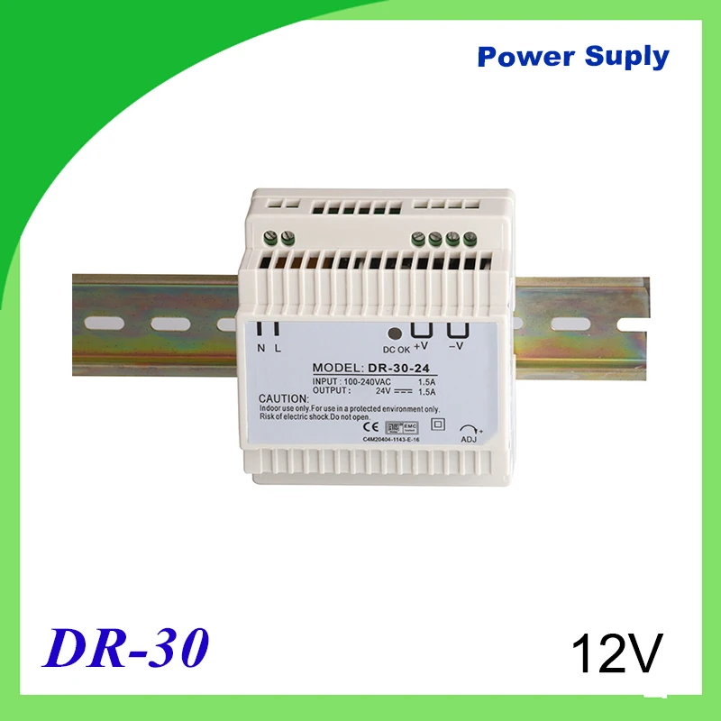 DR 30 12 din рейка источник питания Вт В мощность suply В/15 В/24 В/48 в ac dc преобразователь dr