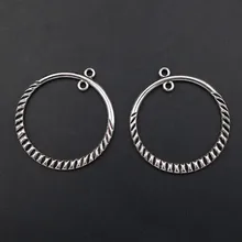 

WKOUD 8pcs Silver Color Hollow Circle Metal Pendant DIY Exaggerated Ms. Necklace Bracelet Earring Charm Jewelry Findings 35mm
