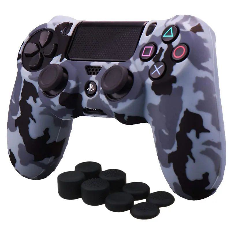 

Transfer Printing Camouflage Silicone Cover Skin Case for Sony PS4/PS4 slim/Pro DualShock 4 Controller with 8*Thumb Grips Caps