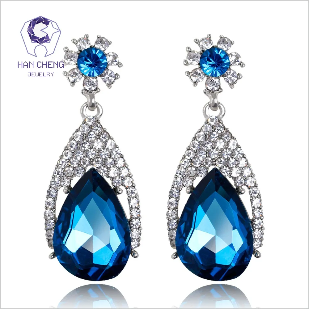 

Fashion Luxury Alloy Silver Plated Rhinestone Created Crystal Water Drop Earrings For Women Jewelry brincos Bijoux Vintage