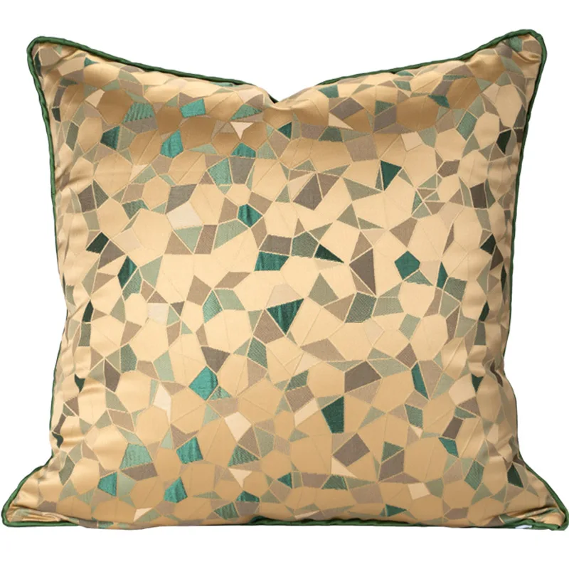 

DUNXDECO Cushion Cover Decorative Pillow Case Modern Green Glaze Artistic High Density Jacquard Coussin Room Sofa Decorating
