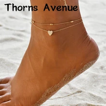 Шипы авеню Мода 2 цвета в форме сердца ручной работы ножной браслет многослойный бисер браслет Богемия ноги цепи ножные браслеты для женщин