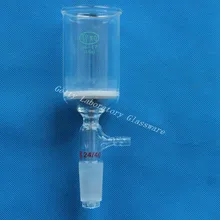 150 мл стеклянный Buchner фильтр-воронка, 3# размер сердечника 15-40 микрон, с 10 мм соединение шланга, 24/40 соединение