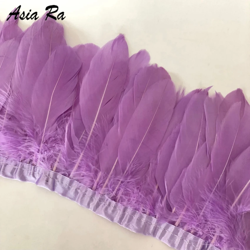 

15-20cm Goose Feather Trims 10 Meter Dyed Real Geese Feather Fringes Ribbons for Dress Skirt Cloth Belt decorative Clothing