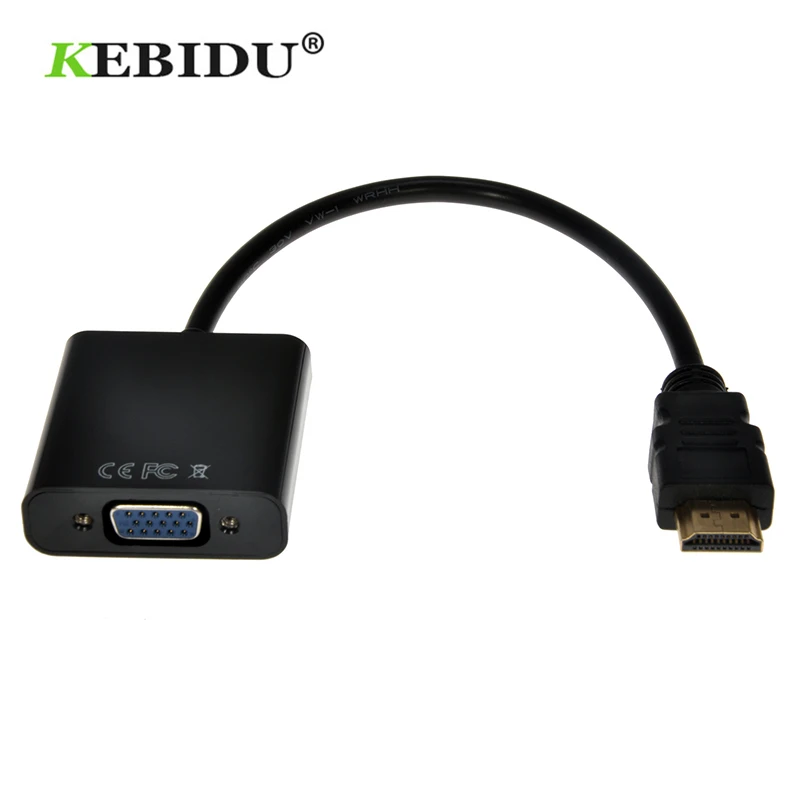 Kebidu HDMI-совместимый с VGA адаптер Папа-мама кабель конвертер 1080P аудиокабелем для HD