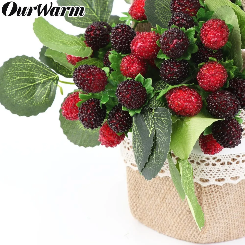 

OurWarm 9 Fruit Decoration Flower Artificial Fruit Paddle Strawberry Photo Props Artificial Plant Decoration Basket Vase Decor