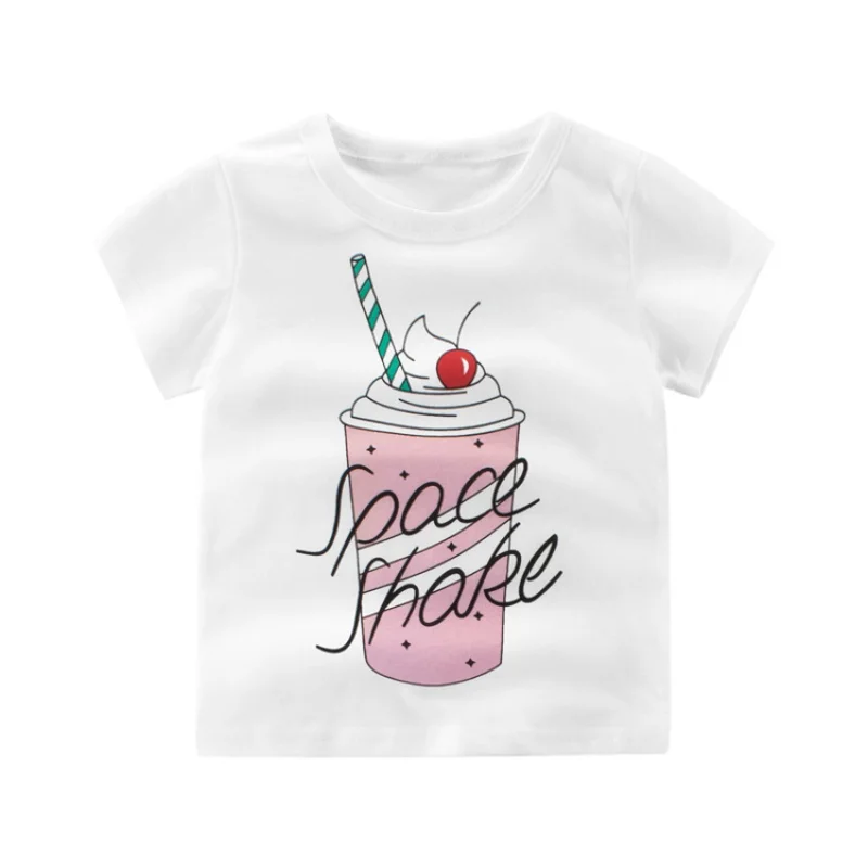 

Children Summer Clothing Baby Girls T Shirts Cotton Fabric Ice Cream Printed Short Sleeve T-shirt Casual T-shirt 1-10Y Tops