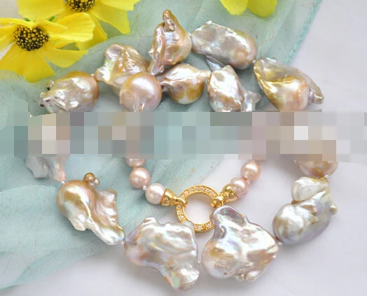 

0002854 PINK LAVENDER BAROQUE KESHI REBORN PEARL NECKLACE STONE