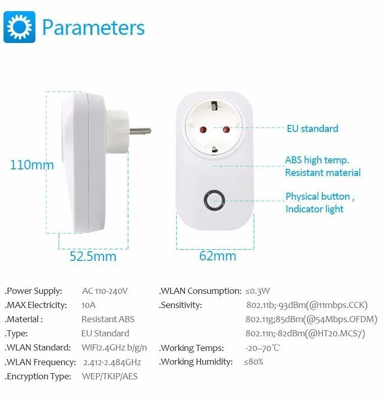 ITEAD Sonoff S20 EU UK US AU Plug Wifi розетка переключатель беспроводное приложение Удаленная розетка переключатель синхронизации для умного дома