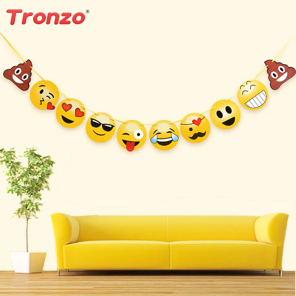 

Tronzo 10pcs Party Banner Paper Cartoon Expression Flags Emoji Theme Party Decorations Banners Party Supplies For Kids Birthday
