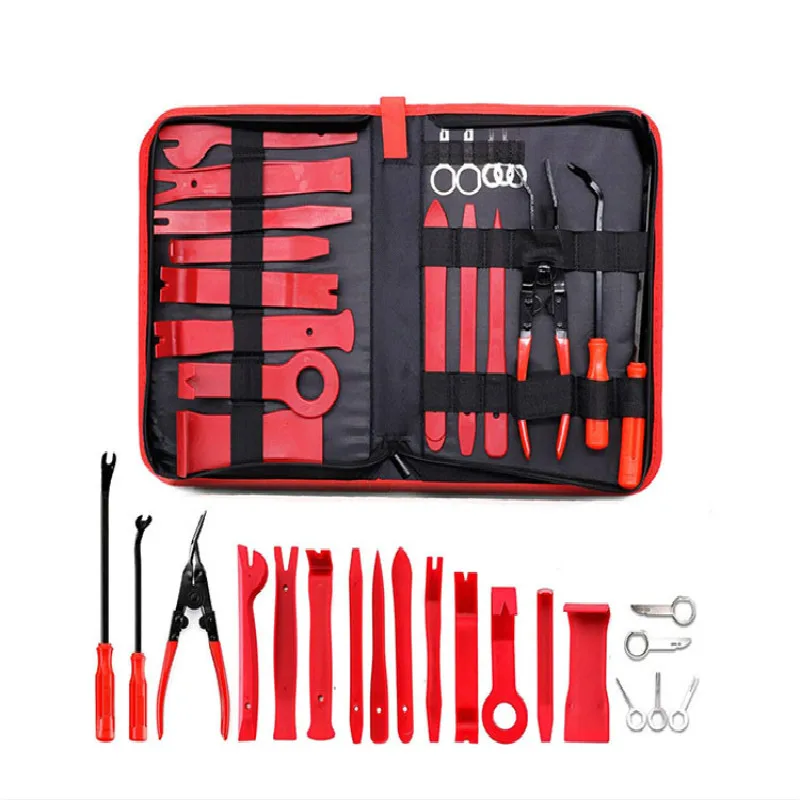 

Car Trim Removal Tools Kit Auto Panel Dash Audio Radio Removal Installer Repair Pry Tools Kit Fastener Removal with Storage bag
