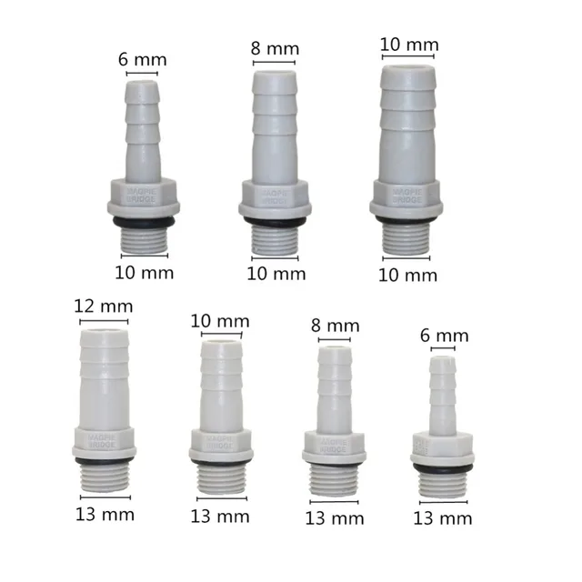 1/8 ", 1/4" Szál 6/8/10/12 Mm-Es Tömlő Egyenes Csatlakozó Műanyag Acélból Készült Légszivattyú Ízületi Cső Adapter - Image 2