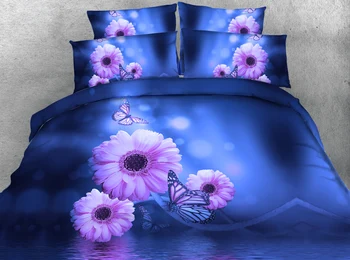 

JF-075 HD Digital bedding sets king size Lovely Daisy water butterfly quilt covers Queen parure de lit adulte Single bedclothes
