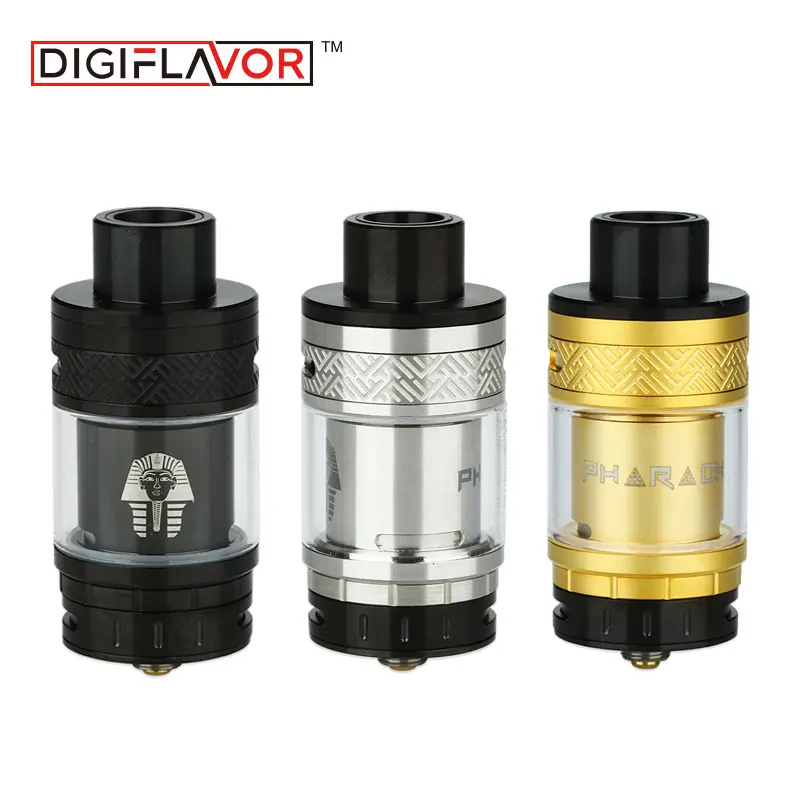 

100% Original Digiflavor Pharaoh RTA 4.6ml Pharaoh RTA Airflow Control System Black/Gold/Silver Color Vape Tank for 510 Thread