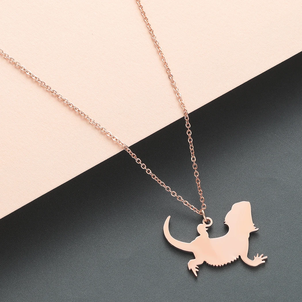 Todorova Bearded Dragon Charm Lizard Pendant Necklace Stainless