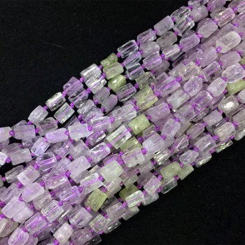 

High Quality Natural Genuine Raw Mineral Clear Pink Purple Green Triphane Kunzite Hiddenite Nugget Free Form Smooth Beads 05503