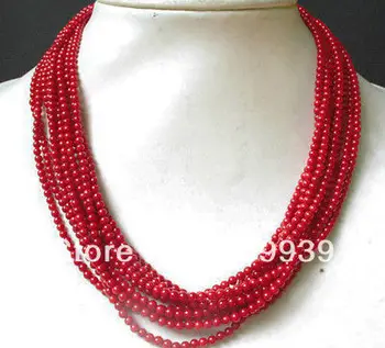 

huij 0098 necklace 10 strings red coral 2.5mm tiny round beads discount 40%