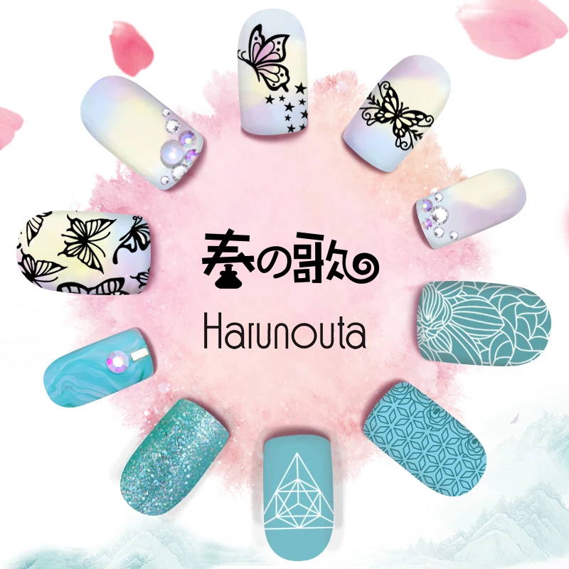 Harunouta пластины для штамповки ногтей прямоугольник маникюрный штамп шаблоны из