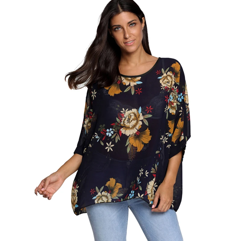 

Blouse Shirt Women Floral Print Casual Summer Blouses New Style 2018 Female Short Sleeve Chiffon Tops Plus Size 4XL 5XL 6XL