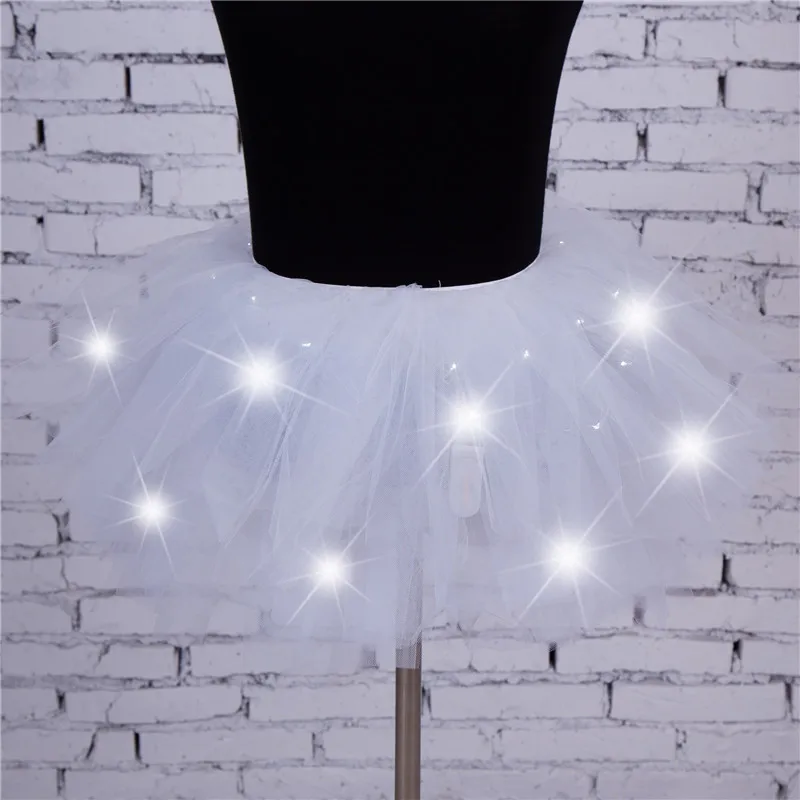 Pudcoco девушки хэллоуинская пачка светодиодный короткие юбки вечерние балетные однотонные Многослойные танцевальный свет юбки