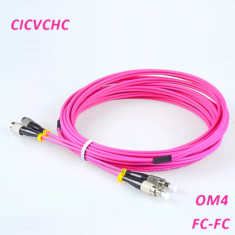 5pcs Duplex 2FC/UPC-2FC/UPC-OM4-PVC-3.0mm-Pink Optical Fiber Patchcord/Jumper