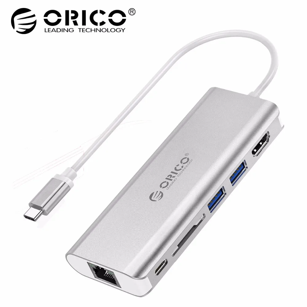 

ORICO USB HUB USB C to HDMI USB 3.0 RJ45 SD Card Reader for MacBook Samsung Galaxy S9 S8 Note 8 Huawei Mate 10 P20 Type C HUB