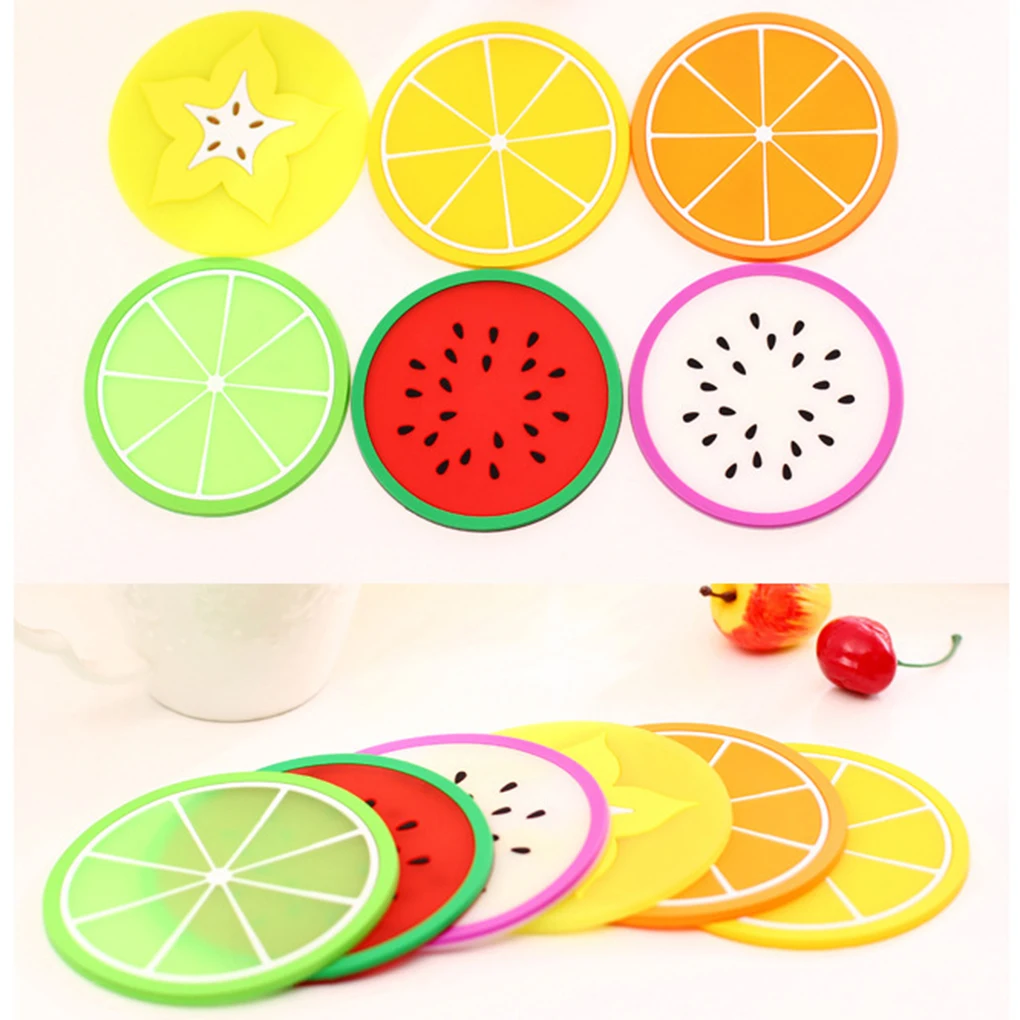 

Novelty Cute Coaster Fruit Shape Silicone Cup Pad Slip Insulation Pad Cup Mat Pad Hot Drink Holder