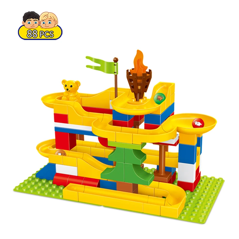 

GOROCK 1043 Marble Race Run Maze Balls Rolling Building Blocks 88pcs Compatible With Legoed Duplo Kids DIY Construction Bricks